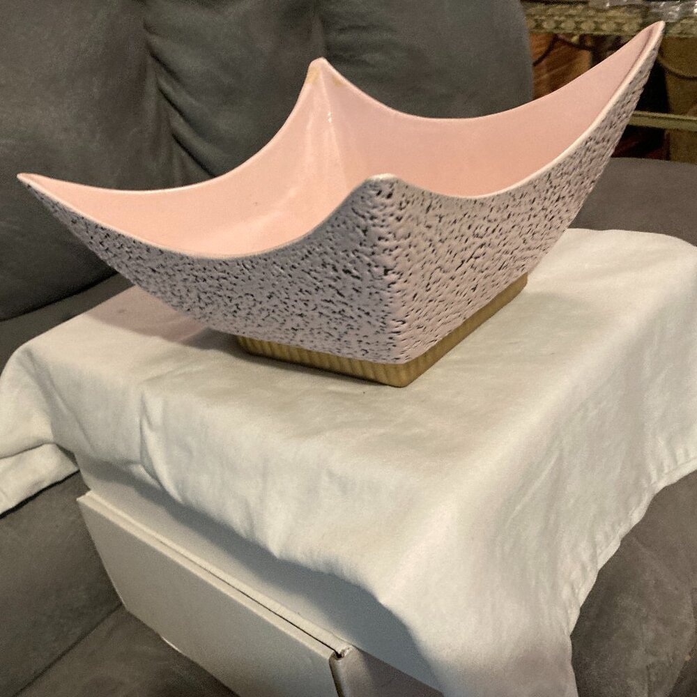 VTG 1958 SHAWNEE USA Pottery Lava Glaze Chantilly Confetti Pink Bowl/Planter-EUC